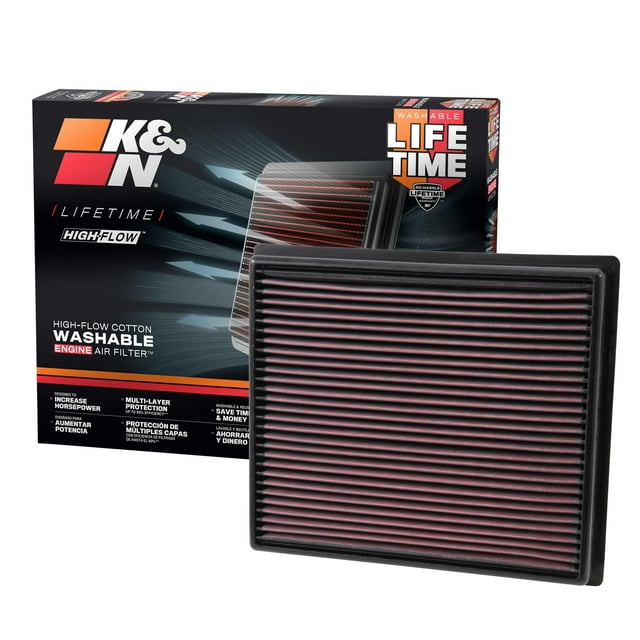 Filtro de aire de motor K&N High-Flow Lifetime para Toyota Truck & SUV