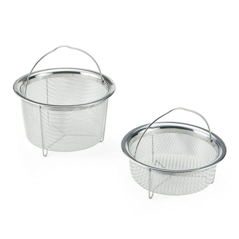  AOZITA Steamer Basket for Instant Pot Accessories 6 qt or 8  quart - 2 Tier Stackable 18/8 Stainless Steel Mesh - Silicone Handle -  Vegetable Steamer Insert, Egg Basket, Pasta Strainer,Silver: Home & Kitchen