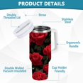 thumbnail image 4 of 30 oz Tumbler With Handle Stainless Steel Insulated Tumbler With Lid for Car Cup Holder Red Roses Pattern, 4 of 9
