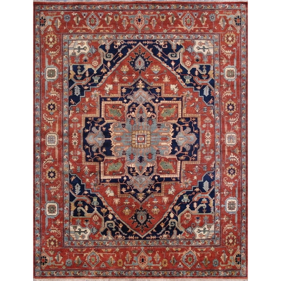 Pasargad PB-20 8x10 rust 8 ft. 1 in. x 10 ft. Serapi Collection Hand-Knotted Wool Area Rug