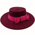 thumbnail image 1 of Sombreros Fedora redondos y cóncavos para hombre y mujer, cinta elástica con lazo superior plano, superficie convexa, sombrero de jazz de fieltro, venta al por mayor, 1 of 4