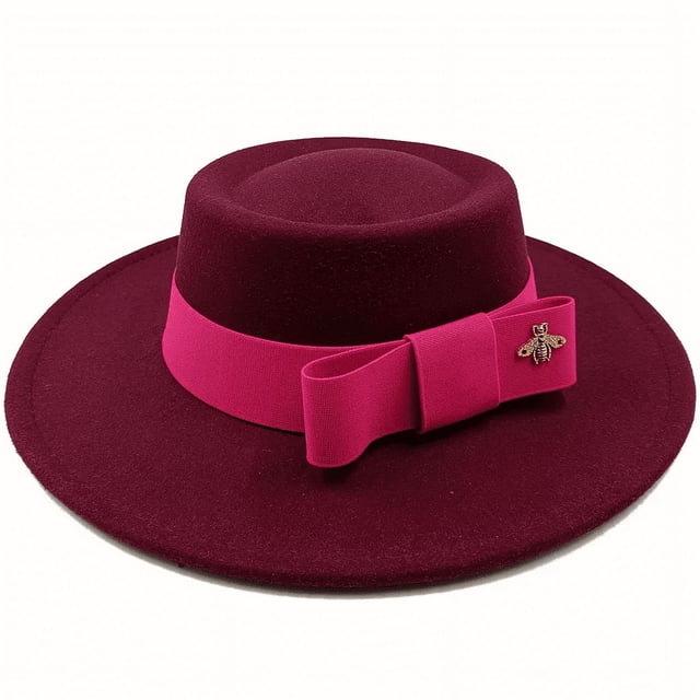 Sombreros Fedora redondos y cóncavos para hombre y mujer, cinta elástica con lazo superior plano, superficie convexa, sombrero de jazz de fieltro, venta al por mayor