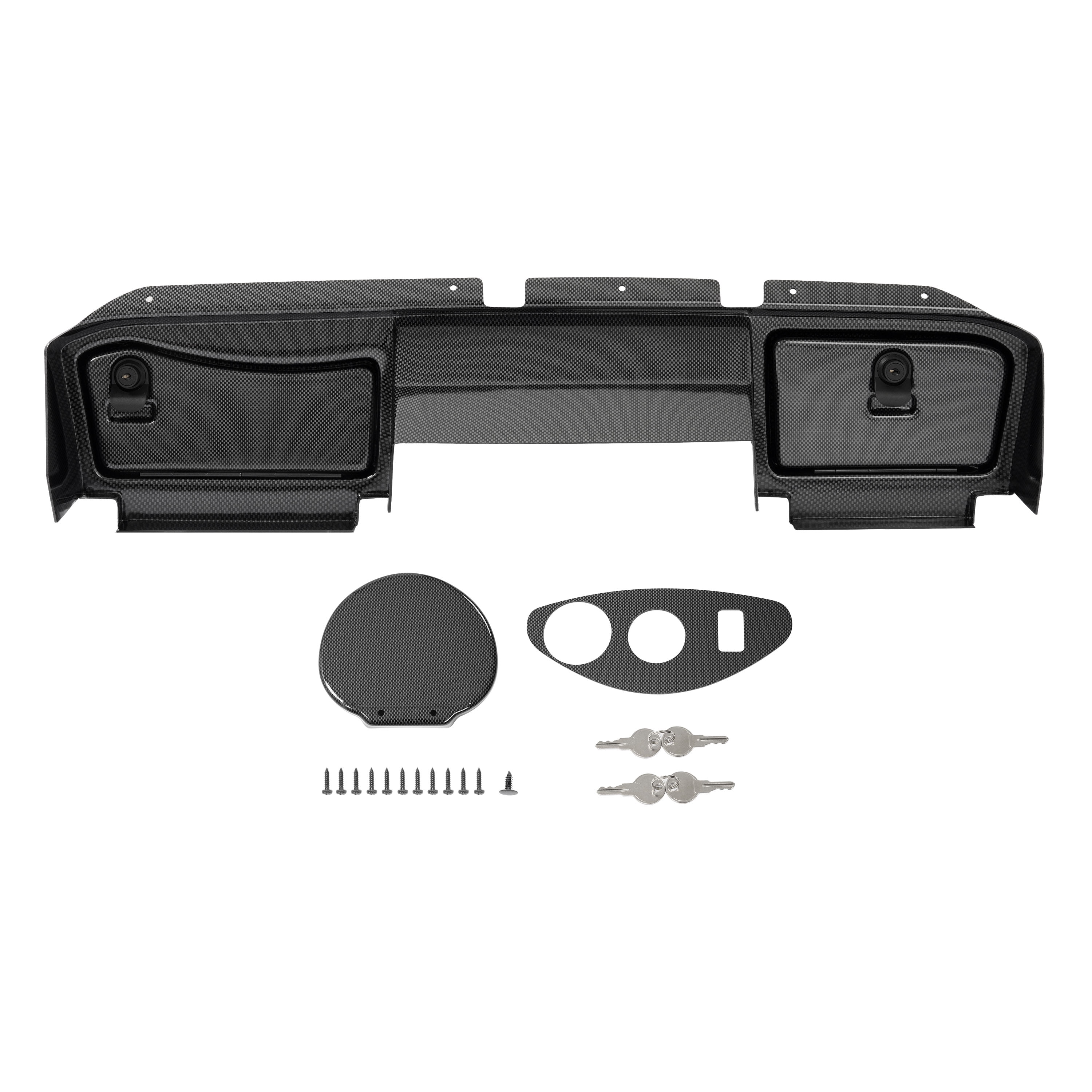 KOJEM Dashboard Cover W/Lockable Doors Compatible with 2008-2014 EZGO RXV Models Dash Board Cover Carbon Fiber Color Plastic Steel