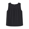thumbnail image 5 of Sewkxo Shirred Swing Tank Tops for Women Fashion Flowy Sleeveless Shirts Casual Crew Neck Blouse Loose Fit Ruffled Tops,Black M, 5 of 7