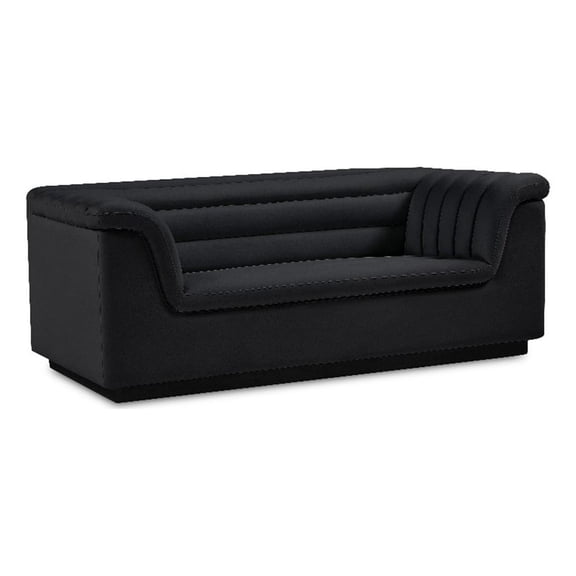 Meridian Furniture Cascade Black Velvet Fabric Loveseat