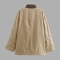 thumbnail image 5 of Women's Oversized Barn Jacket Button Down Lapel Collar Fall Casual Outwear Relaxed Fit Long Sleeve Barn Jackets (Khaki S), 5 of 5