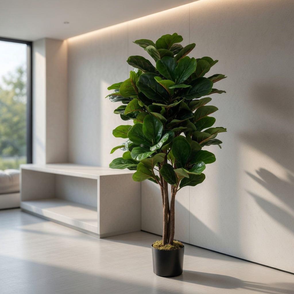 Barara King 5 Feet Artificial Plant with Realistic Green Leaves, Tall Fake Plant, Indoor Home Décor, Artificial Fiddle Leaf Fig Tree Decorative Planter