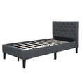 thumbnail image 3 of Upholstered Linen Platform Bed, Twin Size, Gray, 3 of 9
