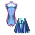 thumbnail image 2 of vastwit Women Rave Outfit Sets 2 Pcs Holographic Bodysuits with Mini Skater Skirt Blue L, 2 of 5