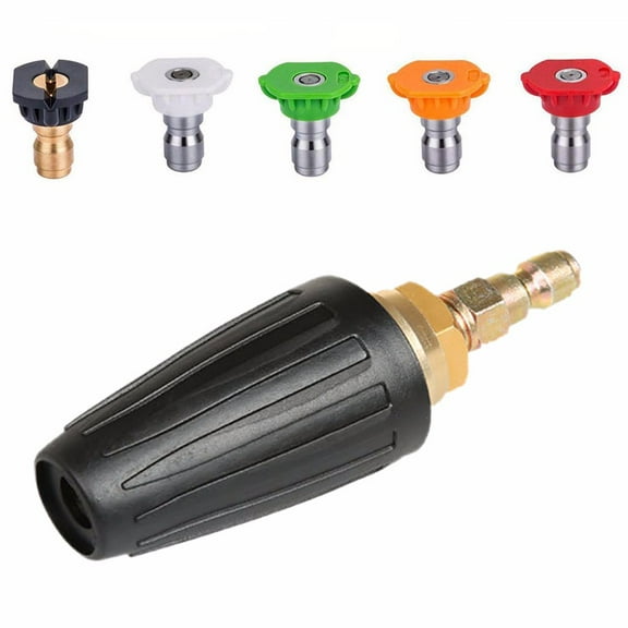 Rotating Turbo Nozzle for Pressure Washer 4000 PSI 3 GPM with 5 Spray Tips High Power Cleaning Nozzle for Concrete Brick Pavers Cars House Gutter 1/4 Inch Cold Water Pressure Washer