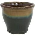 thumbnail image 3 of Sunnydaze Studio 15" x 15" x 12.5" Round Forest Lake Green Ceramic Outdoor Planter, 3 of 13