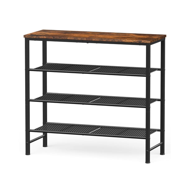 Organizador de zapatos de 4 niveles con tapa de madera, color marrón, marca Shoe Rack Kitsure