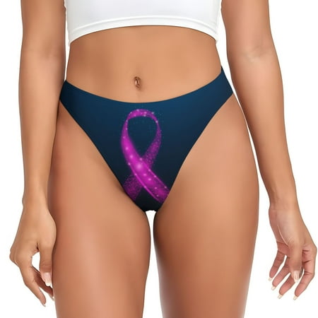 Sigee Two Human Hands are Holds Ribbon Awareness for Women s G-String Panty  Low Rise  Soft Lace Perfect for Everyday Wear or Special Occasions-Small