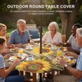 thumbnail image 3 of Round Outdoor Tablecloth with Umbrella Hole and Zipper, Farmhouse Sunflowers Tablecloth with Elastic Waterproof, Rustic Floral Buttterfly Wood Board Brown Patio Table Covers for 55" - 60" Tables, 3 of 9