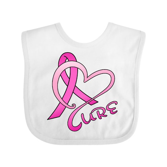 Inktastic Cure- Breast Cancer Awareness pink ribbon Boys or Girls Baby Bib