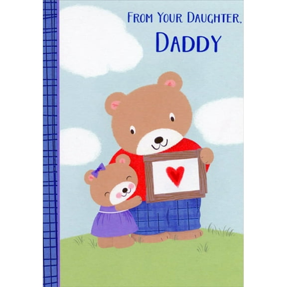 Designer Greetings Girl Bear Hugging Daddy Bear Juvenile Daddy Birthday Card from Daughter