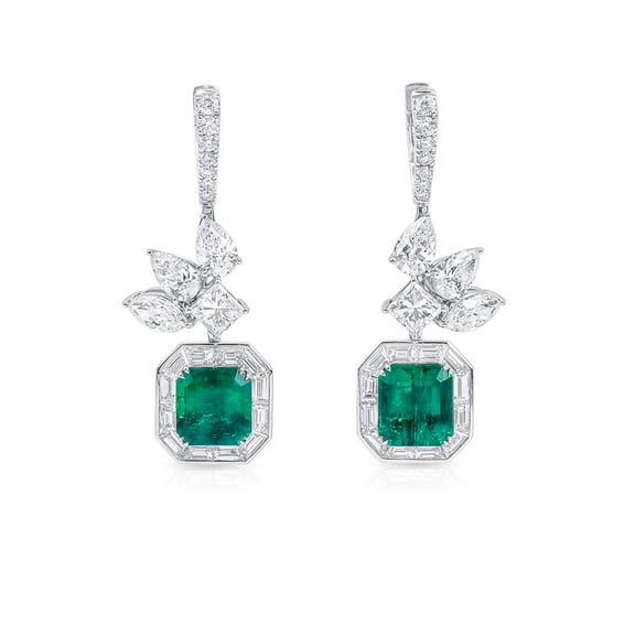 JustForYouJewels 14K Gold Plated 1.2Ct Lab Created Emerald Drop Dangle Earring for Women's Engagement 925 Sterling Silver Earring