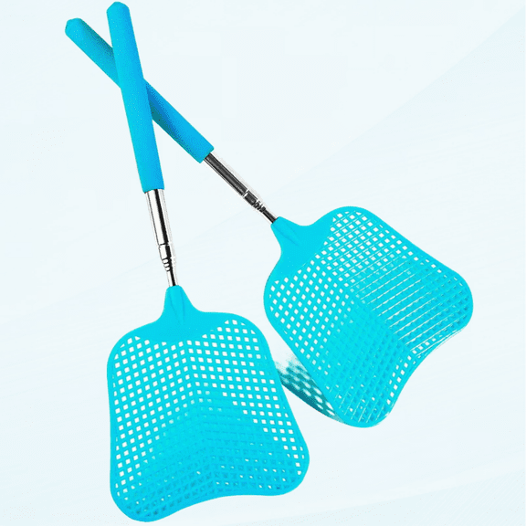 2 Pack Fly Swatters Heavy Duty Set, Fly Swatter, Telescopic Fly Swatters, Stainless Steel Handle for Flyswatter. (Blue)