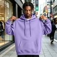 thumbnail image 2 of Men's Hoodie Oversized Solid Color Heavyweight Sweatshirt Casual Athletic Pullover with Pocket,S, 2 of 7