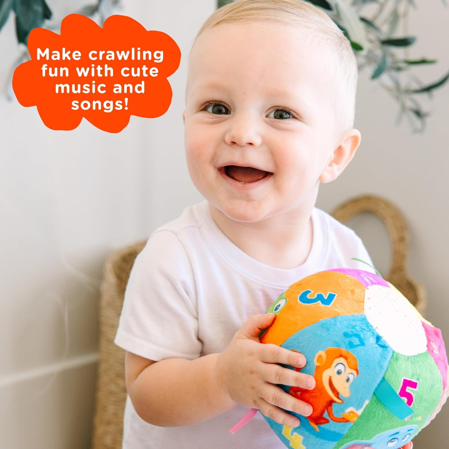 Move2Play, Hilariously Interactive Baby Ball with Music & Sound Effects | First Birthday Gift | Toddler Toy for Boys & Girls | Age 6, 9, 12, 18+ Month | 1, 2+ Year's Old (Baby Ball)