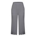 thumbnail image 4 of cllios Plus Size Linen Capris Pants for Women Summer Elastic Waist Pant Casual Drawstring Comfy Trousers Lightweight Beach Pants, 4 of 5