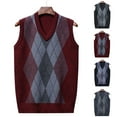 thumbnail image 6 of Men Sweater Vest Knitted Tank Top V Neck Sleeveless Pullover Casual Plaid Top, 6 of 11