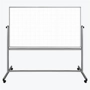 Luxor Mobile Magnetic Double-Sided Ghost Grid Whiteboard - White - 72 x 40 in.