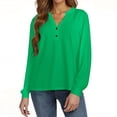 thumbnail image 2 of Holzkary Henley Long Sleeve Shirts for Women, Lightweight Long Sleeve Tops for Women Loose Fit Basic Pullover with Button Long Sleeve Tops 2025 Autumn Womens Neck T Shirts Casual Shirts Uk Green S, 2 of 9