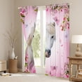 thumbnail image 3 of White Horse 30%-50% Blackout Curtains for Women ,3D Galloping Horse Curtains & Drapes,Rustic Farmhouse Animal Horse Window Curtains,Cherry Blossom Pink Flower Window Treatments, 3 of 6