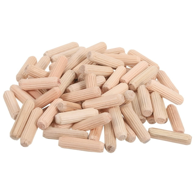 200 Pcs Clavos de Madera, 8 x 30mm (0.31 x 1.18 Pulgadas) Varillas de Madera, Juntas de Dowel Estriadas