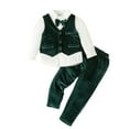 thumbnail image 3 of YTDSCS Toddler Kids Boys Suit 3PCS Outfits for 1-6 Years Baby Long Sleeve Shirt Gold Velvet Vest Jacket Gold Velvet Trousers Gentleman Set, 3 of 9