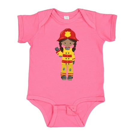 

Inktastic African American Girl Girl Fireman Firefighter Gift Baby Girl Bodysuit