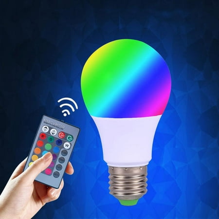 

Hazel Tech//5W E27 LED High Power LED Bulb 16 Colors 24 Key Remote Control Night Light Portable