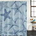 thumbnail image 2 of Navy Blue Starfish Shower Curtain, Waterproof Shower Curtains for Bathroom, Coastal Ocean Summer Sea Nautical Washable Fabric Bathtub Curtain Set Bath Decor with 12 Hooks Extra Long 72"x96", 2 of 8