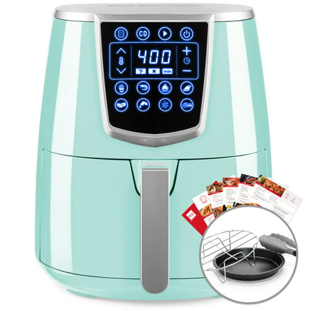 Best Choice Products 4.2qt 8-in-1 Digital Air Fryer Cooking Appliance w/ 8 Presets, Touch Screen Display, Adjustable Temp, Timer, Non-Stick Basket, Multifunctional Rack, Tongs, Recipes, Seafoam