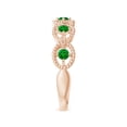 thumbnail image 3 of ANGARA Natural Art Deco Style Emerald Scalloped Anniversary Ring in 14K Rose Gold for Women (Size-2.4mm) | May Birthstone, Birthday, Anniversary, Jewelry Gift for Women | Natural Emerald Ring, 3 of 9
