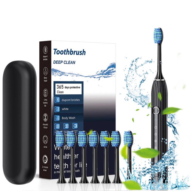 Danhjin Electric Brush Portable Toothbrush Rechargeable Toothbrush With 8 Brush Heads 6 Cleaning Modes Waterproof Toothbrush Long Working Toothbrushes For Adults Kids