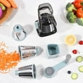 thumbnail image 4 of Rotary Cheese Grater with Handle Kitchen Shredder Slicer Grater Slicer Ice Shaver Cheese Vegetable Nuts Potato Zucchini Chocolate 3 Interchangeable Blades (GreyBlue), 4 of 5