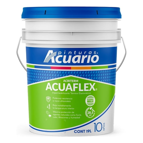 Cubeta De Impermeabilizante Acriterm Acuario 19 Litros Blanco Mate 10 Años