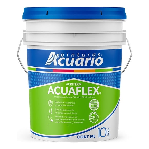 Cubeta De Impermeabilizante Acriterm Acuario 19 Litros Blanco Mate 10 Años