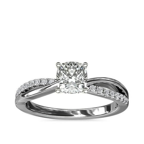 Diamond-Capitals 2.10 Carat Cushion Cut Moissanite (D/VVS1) Beautiful Engagement Ring for Women in Solid 14K Real White Gold Ring Size 7