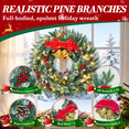 thumbnail image 3 of Moonsun 24" Pre-Lit Christmas Wreath, Flocked White, Warm White Lights with Bow & Large Jingle Bells for Front Door, Window, Mantel, Indoor & Outdoor Holiday Decor, 3 of 8