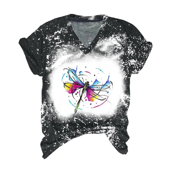 Vedolay Going Out Tops Women's T-Shirt, Plus Size Short Sleeve V-Neck Tee,Plus Size Shirt for Women,Black S