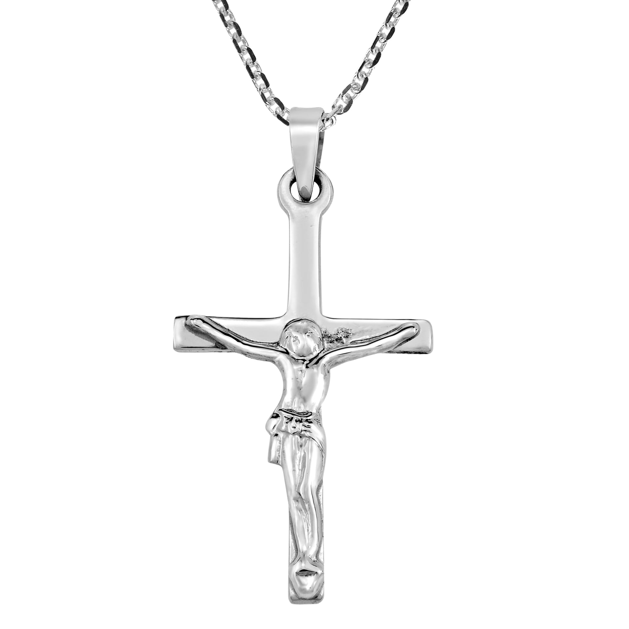 ChicSilver Personalized 925 Sterling Silver Catholic Jesus Christ on INRI Cross Crucifix Pendant Necklace for Women Men with Gift Box