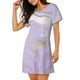 thumbnail image 2 of Easygdp Lavender Glitter Foil Stripes Camisón de manga corta para mujer, informal, estampado, 2 of 6