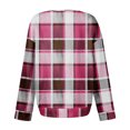 thumbnail image 6 of Women's Casual Shirts Long Sleeve Tops Button Up V Neck Loose Knit Fall Favorites For Women with Large Plaid Print Waffle Henley Shirt, Autumn Winter Fashion Comfortable Blouse,Hot Pink,S, 6 of 7