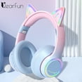thumbnail image 2 of Gradient Wireless Headphones RGB Cat Ear Bluetooth Headphones With Microphone Stereo Music Game Earphone For Girls Kids Gifts, 2 of 27