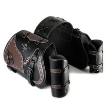 Universal Motorcycle Saddlebag Set Waterproof PU Leather Side Bags with Drink Holder Stylish Bag for Daily Essential