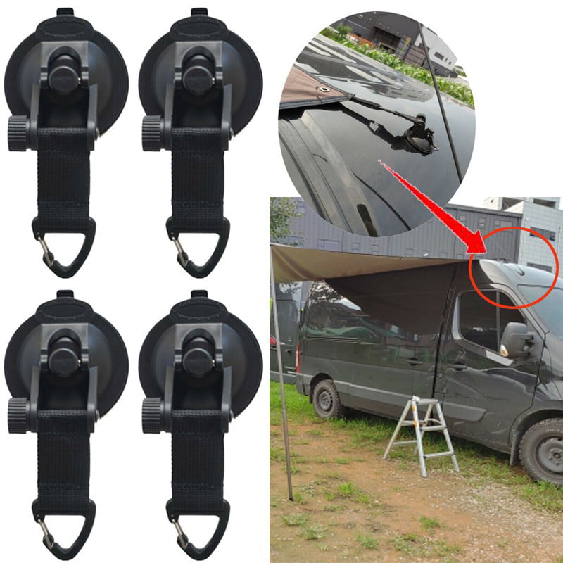 2Pcs Reusable Heavy Duty Suction Cups Tie Downs with Hooks Strong For Car Awning 