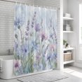 thumbnail image 6 of Spring Lavender Bathroom Shower Curtains with 12 Hooks Polyester Waterproof Shower Curtain for Stalls and Bathtubs Watercolor Floral Botanical Leaves Blue Decorative Bathroom Curtain 60x72 Inches, 6 of 9